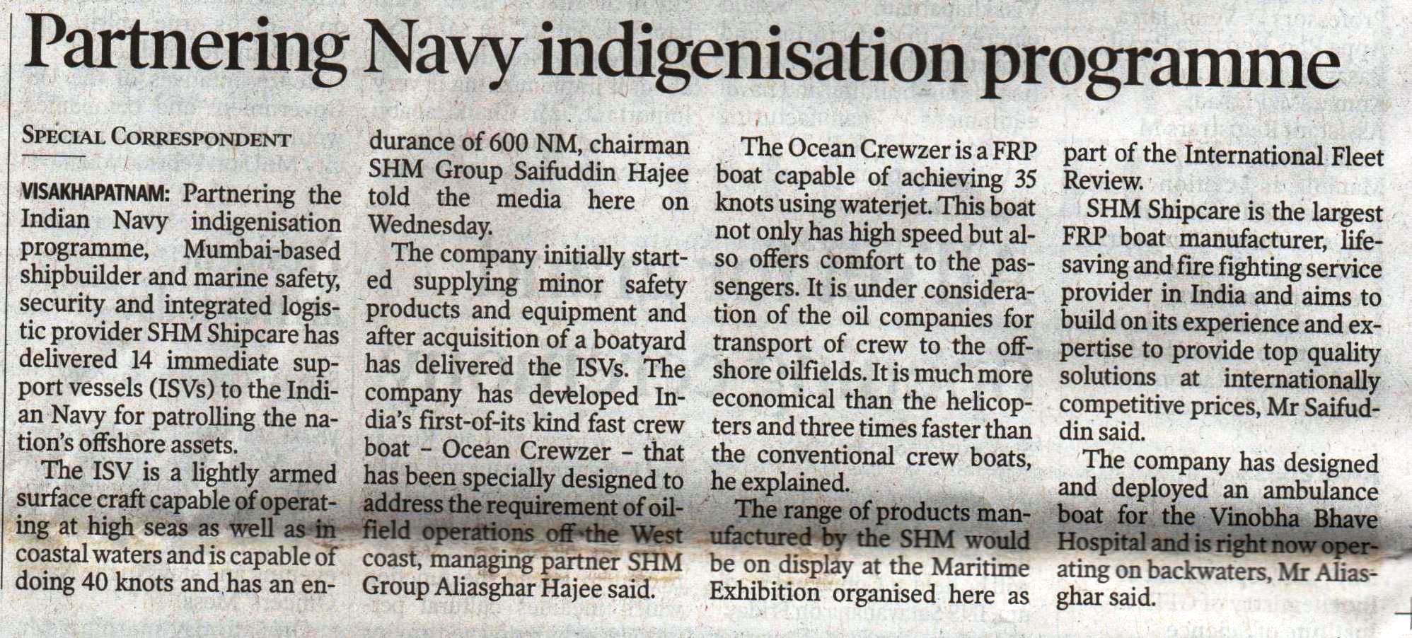 Partnering Navy indigenisation programme